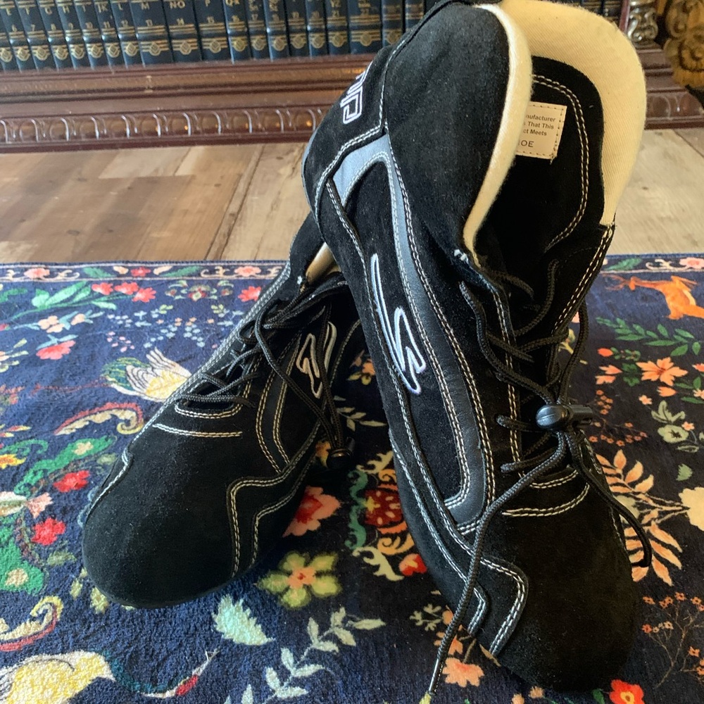 SFI Black Leather Suede Racing Shoes motorsports 2AMP